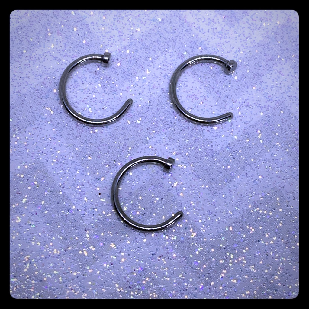 Set Of 3 18 Gauge Surgical Steel Nose Ring Hoops